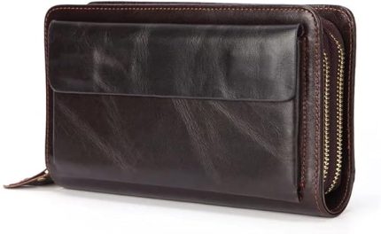 Business Clutch Men's Long Leather Phone Bag Wallet Men's Large Portable Wallet Money Bag (Color : A Size : One Size)